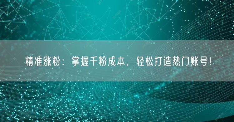 精准涨粉：掌握千粉成本，轻松打造热门账号！