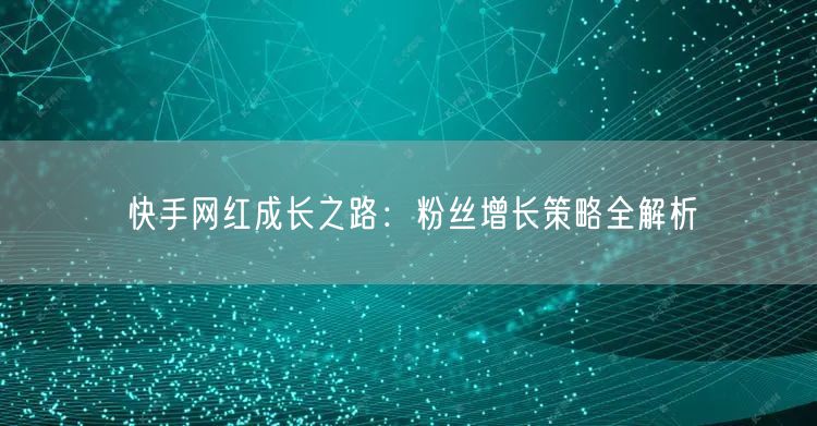 快手网红成长之路：粉丝增长策略全解析