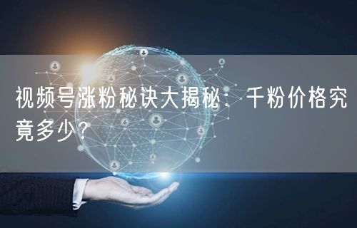 视频号涨粉秘诀大揭秘：千粉价格究竟多少？