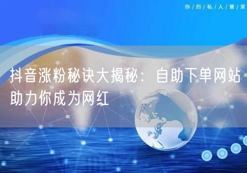 抖音涨粉秘诀大揭秘：自助下单网站助力你成为网红