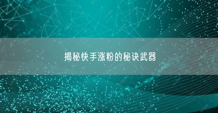 揭秘快手涨粉的秘诀武器
