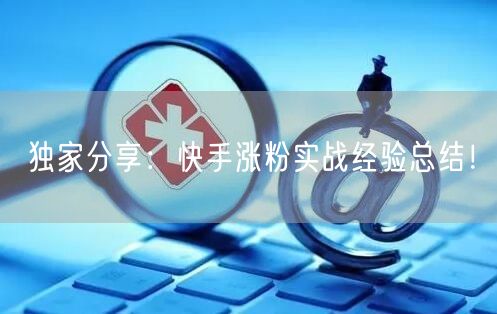 独家分享：快手涨粉实战经验总结！
