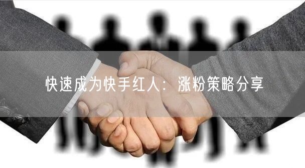快速成为快手红人：涨粉策略分享