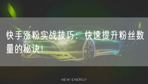 快手涨粉实战技巧：快速提升粉丝数量的秘诀！